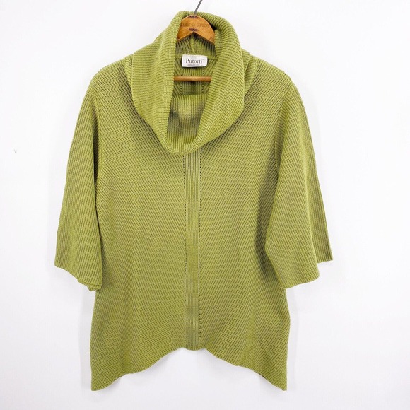 Putorti Sweaters - Putorti Women's Green Sharkbite Hem Cowl Neck Sweater Made in Canada Size Small